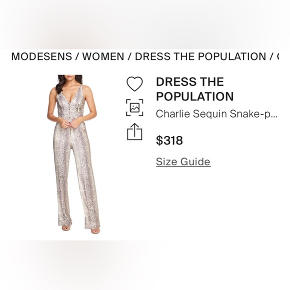 Dress the Population Python-Print Sequin Jumpsuit - Picture 6 of 6